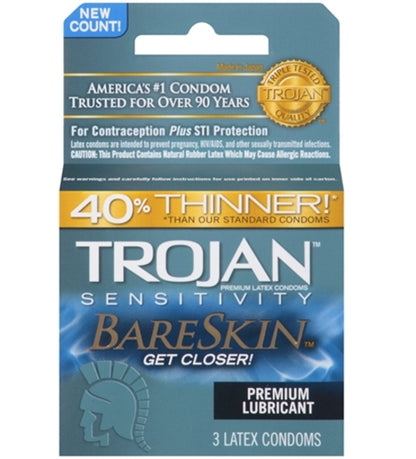 Trojan Sensitivity Bareskin Lubricated  Condoms - 3 Pack